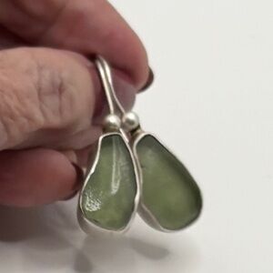 Seafoam green Seaglass 925 SterlingSilver earrings